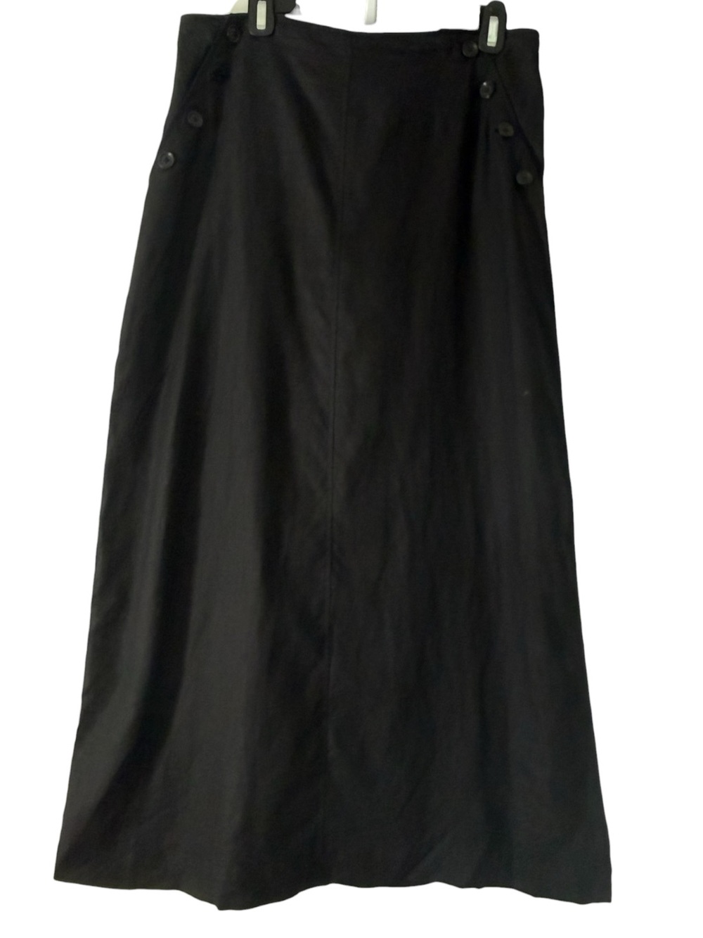 100% Linen Neutral Black A-Line Maxi Skirt Size Medium